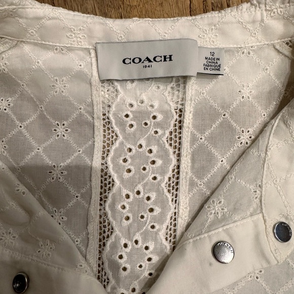 COACH Blouse  dentelle classique et romantique crème - Picture 11 of 12